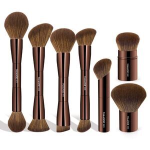 Maange 7 Pcs Brown Double Sided Kabuki Cosmetics Makeup Brushes